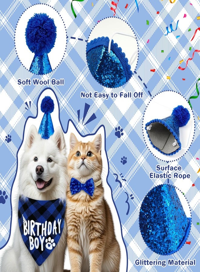 Ethanberg Dog Birthday Party Supplies, Boy Dog Birthday Decorations, Blue Dogs Bandana Hat Bow Tie with 0-8 Numbers for Small Dogs Puppy Pets - Image 4
